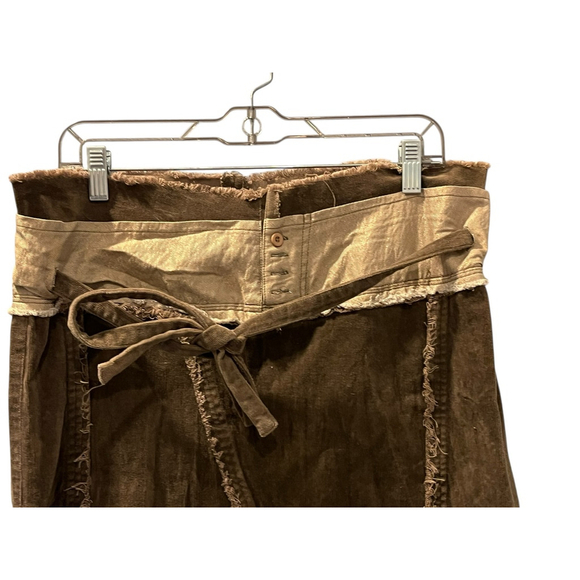 Hazel Anthropologie NWOT Velvet Brown Boho Skirt Women's Size Large Midi Casual - Picture 2 of 8